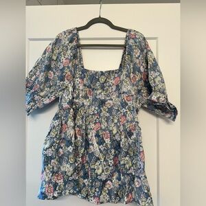 Floral Blue Women's Top
